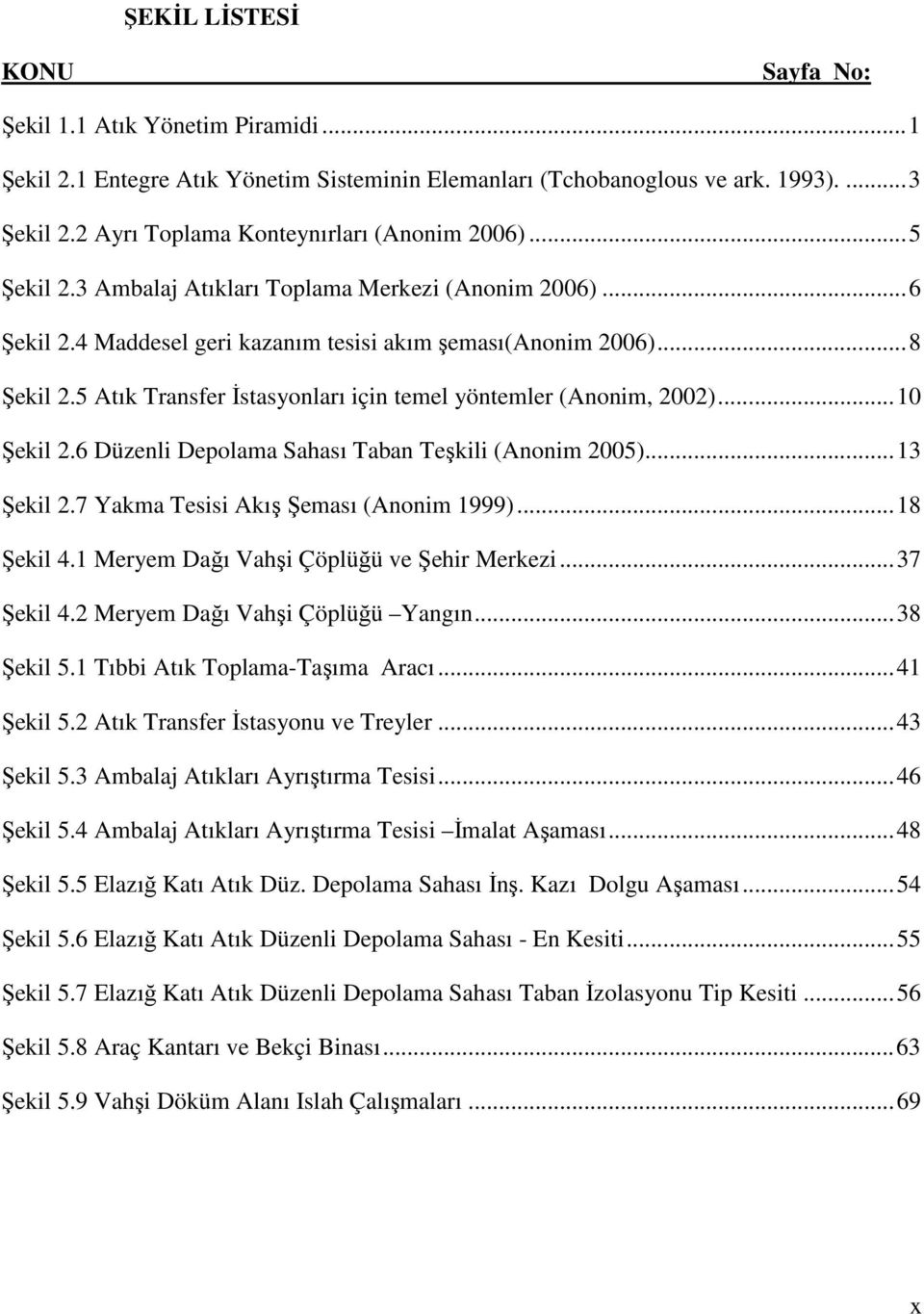 5 Atık Transfer İstasyonları için temel yöntemler (Anonim, 2002)...10 Şekil 2.6 Düzenli Depolama Sahası Taban Teşkili (Anonim 2005)...13 Şekil 2.7 Yakma Tesisi Akış Şeması (Anonim 1999)...18 Şekil 4.
