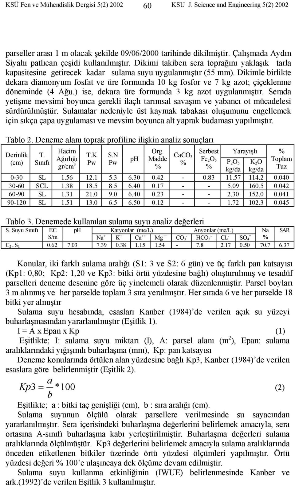 Dikimle birlikte dekara diamonyum fosfat ve üre formunda 10 kg fosfor ve 7 kg azot; çiçeklenme döneminde (4 Ağu.) ise, dekara üre formunda 3 kg azot uygulanmıştır.