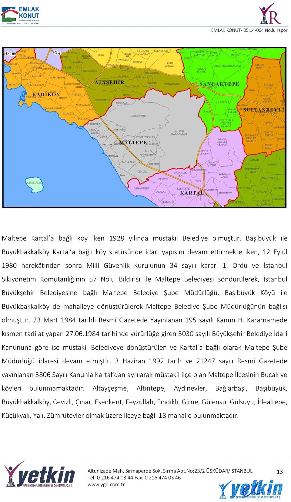 Ordu ve İstanbul Sıkıyönetim Komutanlığının 57 Nolu Bildirisi ile Maltepe Belediyesi söndürülerek, İstanbul Büyükşehir Belediyesine bağlı Maltepe Belediye Şube Müdürlüğü, Başıbüyük Köyü ile