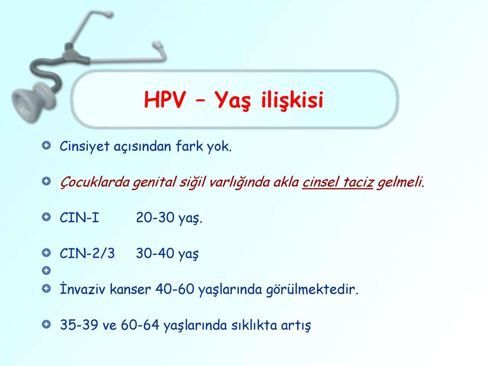 gelmeli. CIN-I CIN-2/3 20-30 yaş.