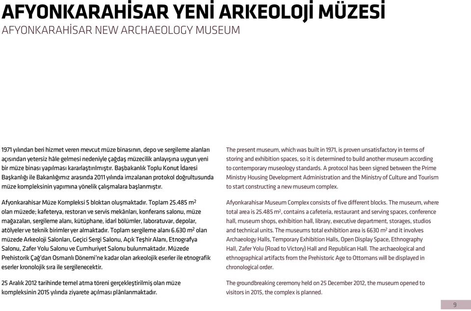 Başbakanlık Toplu Konut İdaresi Başkanlığı ile Bakanlığımız arasında 2011 yılında imzalanan protokol doğrultusunda müze kompleksinin yapımına yönelik çalışmalara başlanmıştır.