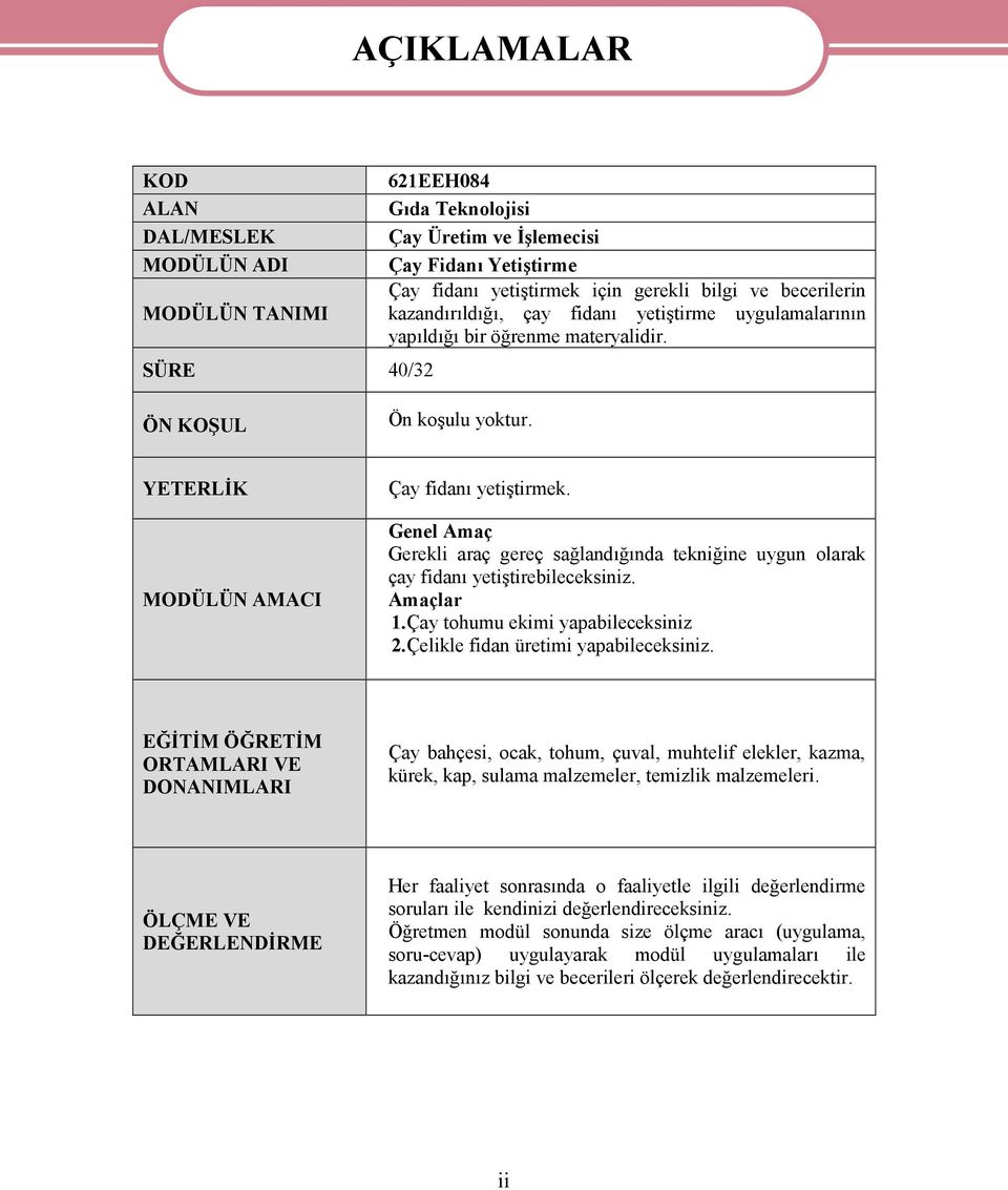 Genel Amaç Gerekli araç gereç sağlandığında tekniğine uygun olarak çay fidanı yetiştirebileceksiniz. Amaçlar 1.Çay tohumu ekimi yapabileceksiniz 2.Çelikle fidan üretimi yapabileceksiniz.