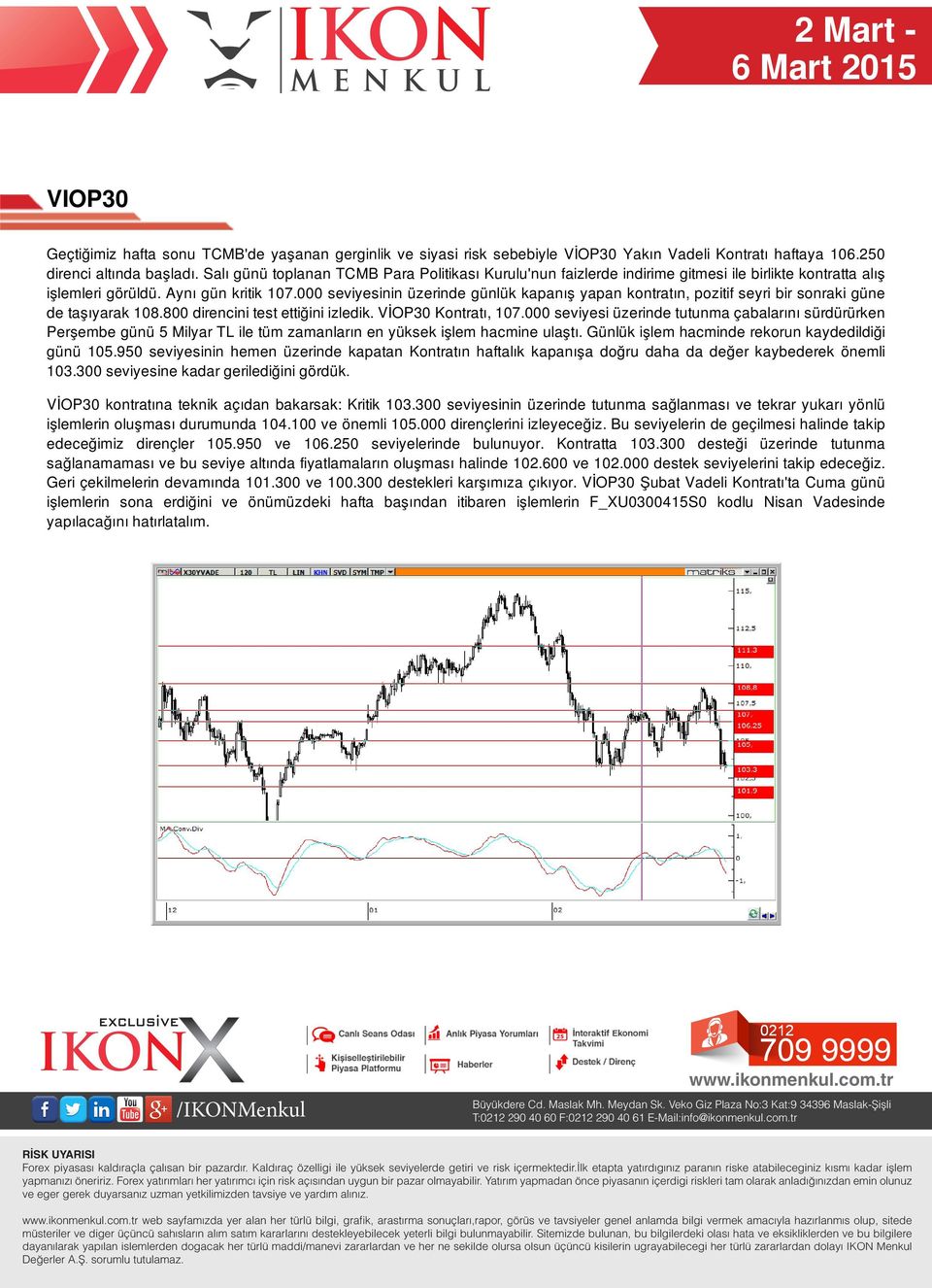 000 seviyesinin üzerinde günlük kapanış yapan kontratın, pozitif seyri bir sonraki güne de taşıyarak 108.800 direncini test ettiğini izledik. VİOP30 Kontratı, 107.