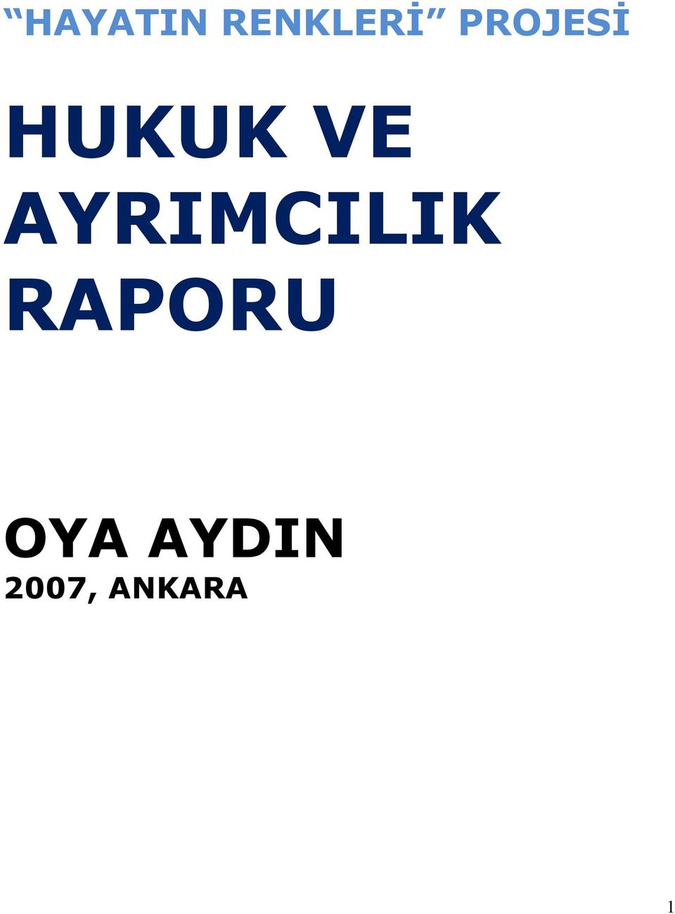 AYRIMCILIK RAPORU