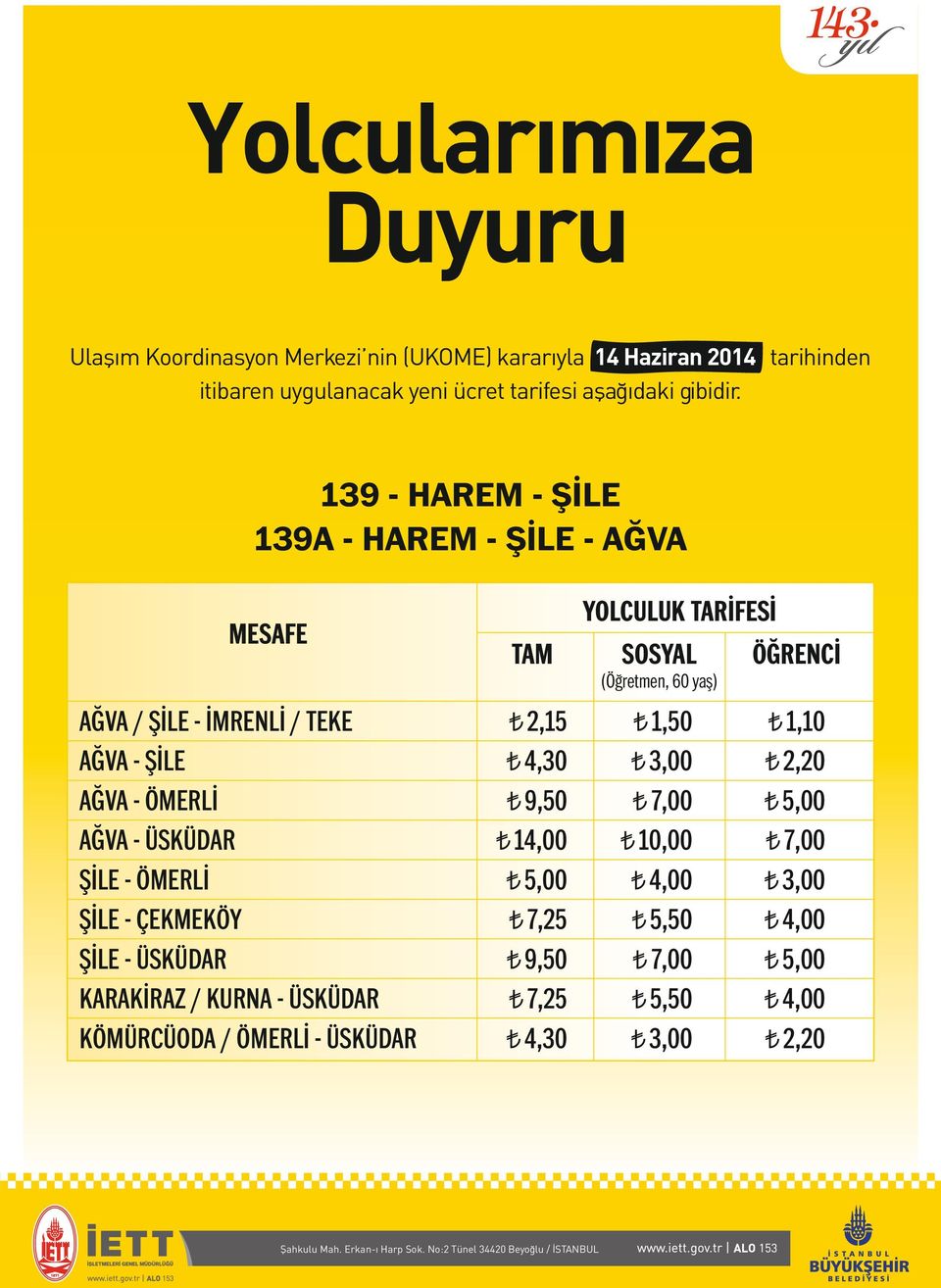 7,00 ŞİLE - ÖMERLİ 5,00 4,00 3,00 ŞİLE - ÇEKMEKÖY 7,25 5,50 4,00 ŞİLE - ÜSKÜDAR 9,50