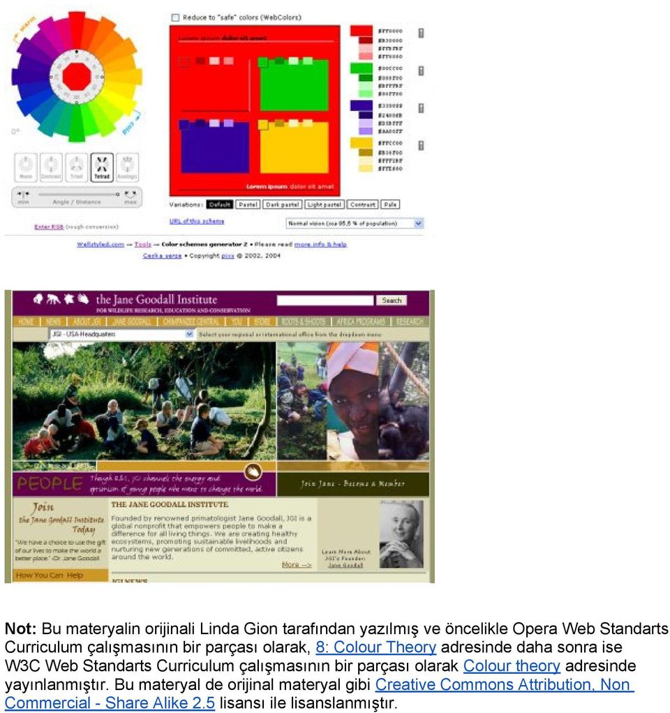 Standarts Curriculum çalışmasının bir parçası olarak Colour theory adresinde yayınlanmıştır.