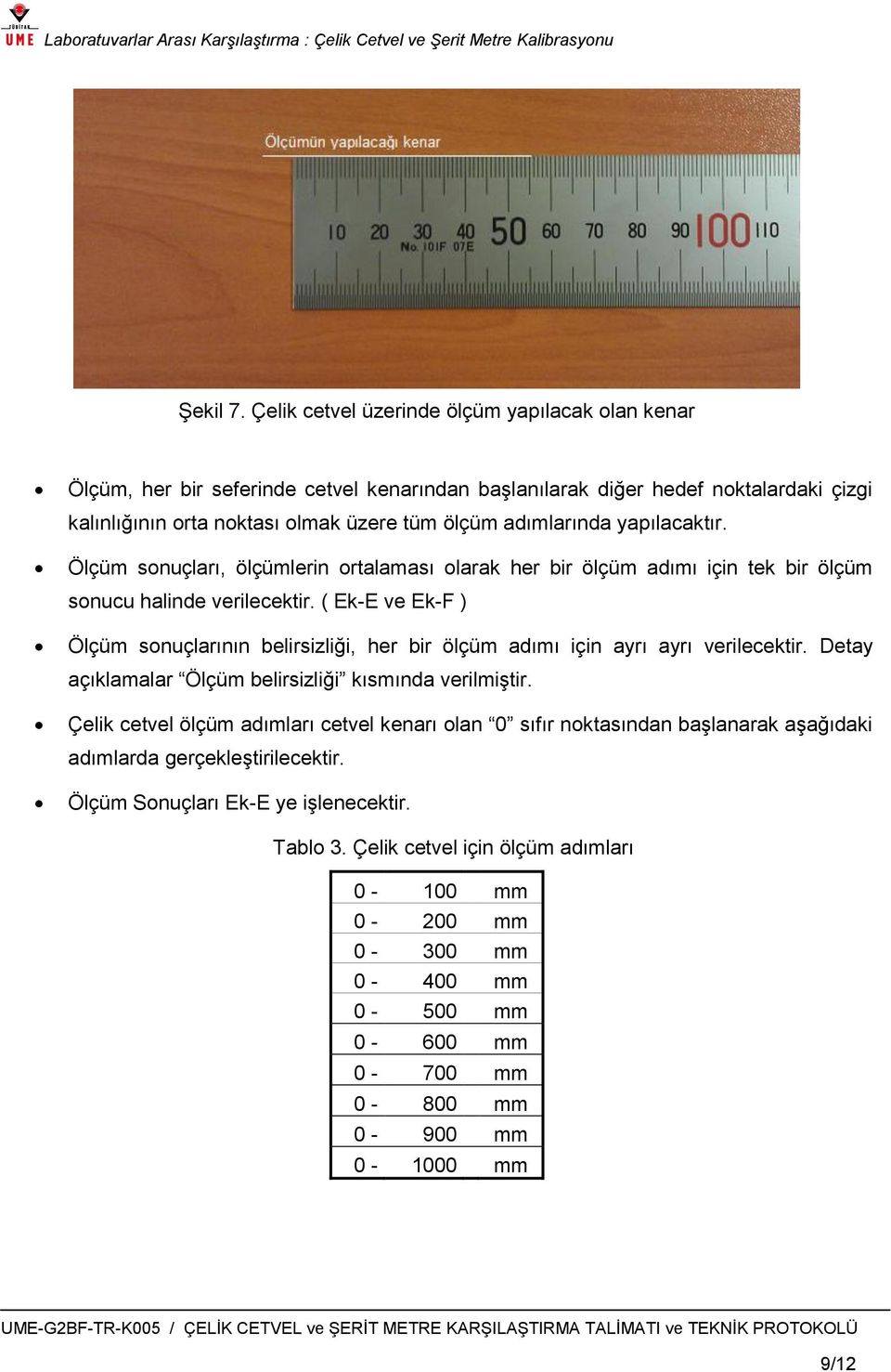 yapılacaktır. Ölçüm sonuçları, ölçümlerin ortalaması olarak her bir ölçüm adımı için tek bir ölçüm sonucu halinde verilecektir.