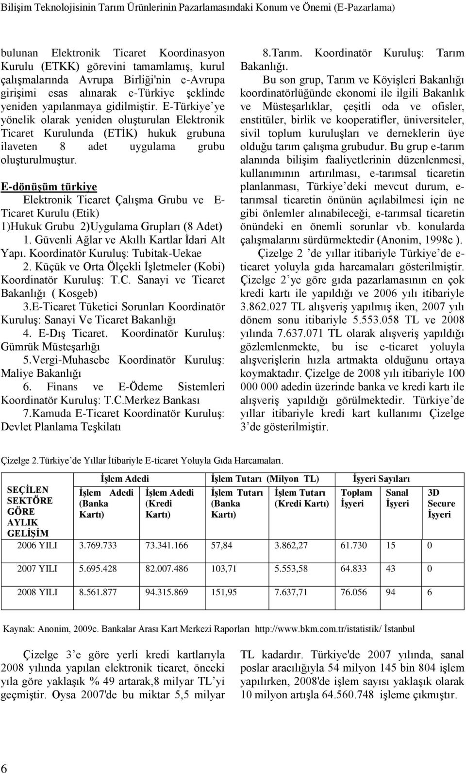 E-Türkiye ye yönelik olarak yeniden oluşturulan Elektronik Ticaret Kurulunda (ETİK) hukuk grubuna ilaveten 8 adet uygulama grubu oluşturulmuştur.