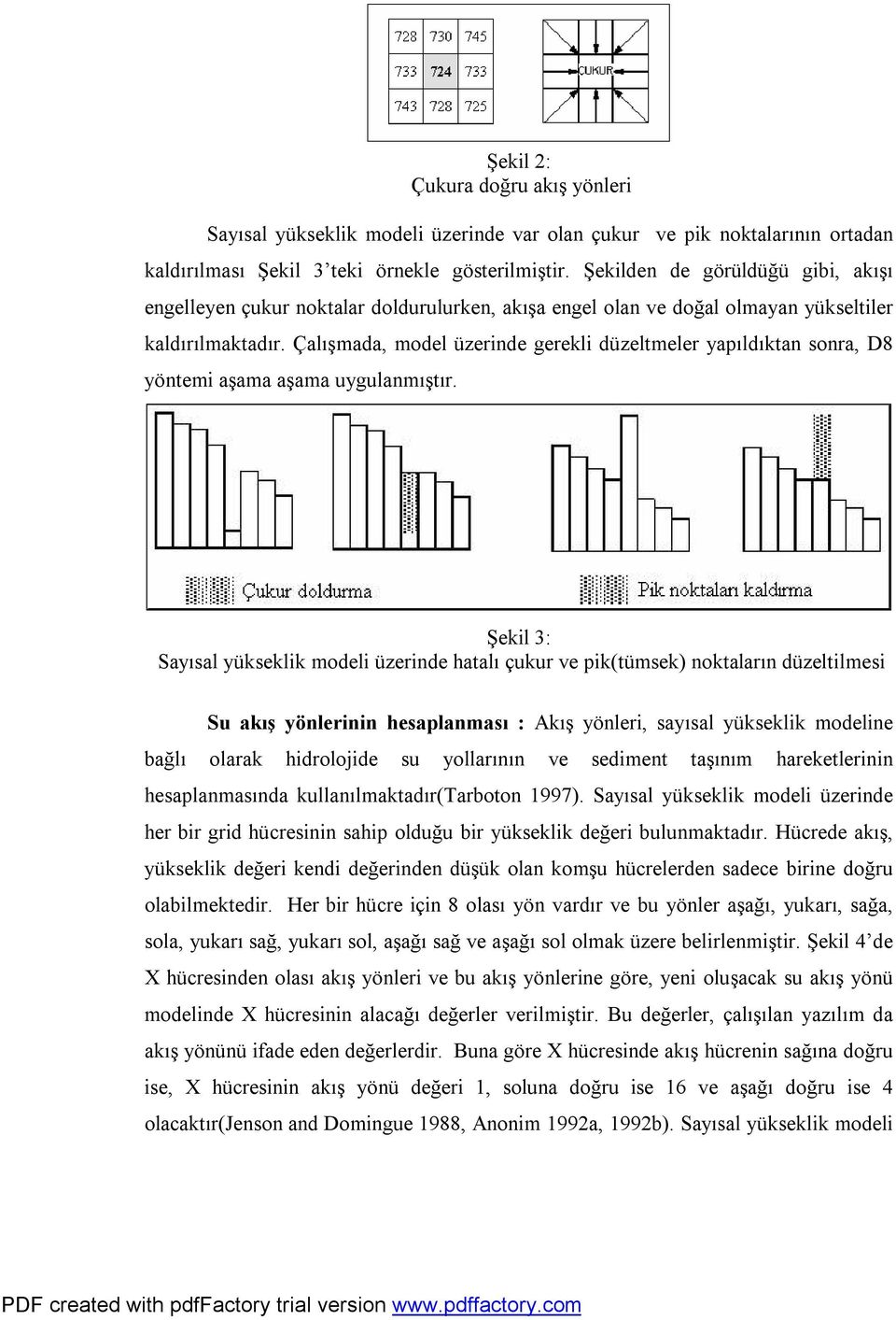 Çalışmada, model üzerinde gerekli düzeltmeler yapıldıktan sonra, D8 yöntemi aşama aşama uygulanmıştır.