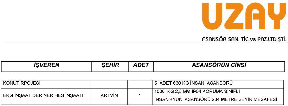 ADET 60 KG İNSAN 000 KG,5 M/s IP54