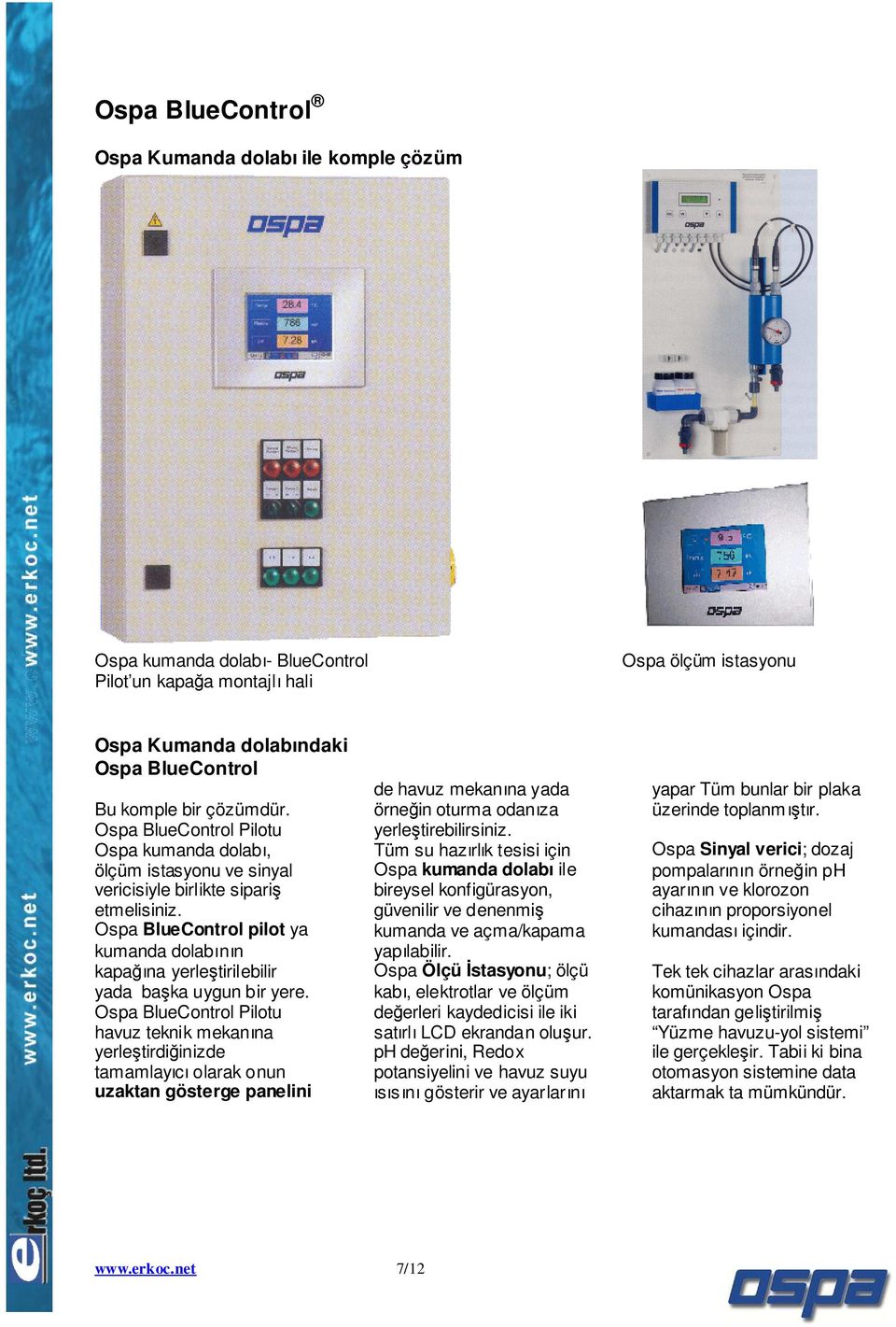 Ospa BlueControl pilot ya kumanda dolabının kapağına yerleştirilebilir yada başka uygun bir yere.