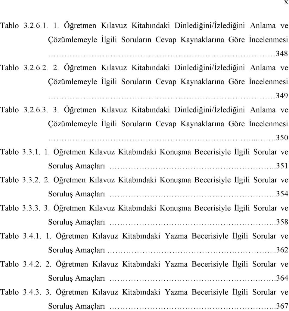 9 Tablo 3.2.6.3. 3. Öğretmen Kılavuz Kitabındaki Dinlediğini/İzlediğini Anlama ve Çözümlemeyle İlgili Soruların Cevap Kaynaklarına Göre İncelenmesi....350 Tablo 3.3.1. 1.