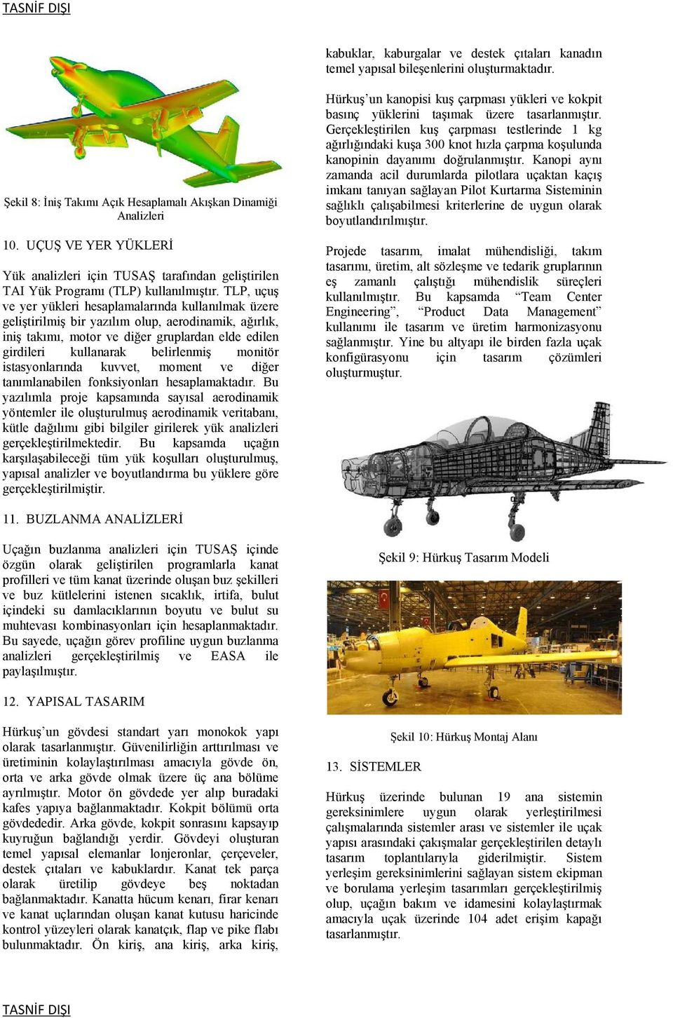 TLP, uçuş ve yer yükleri hesaplamalarında kullanılmak üzere geliştirilmiş bir yazılım olup, aerodinamik, ağırlık, iniş takımı, motor ve diğer gruplardan elde edilen girdileri kullanarak belirlenmiş