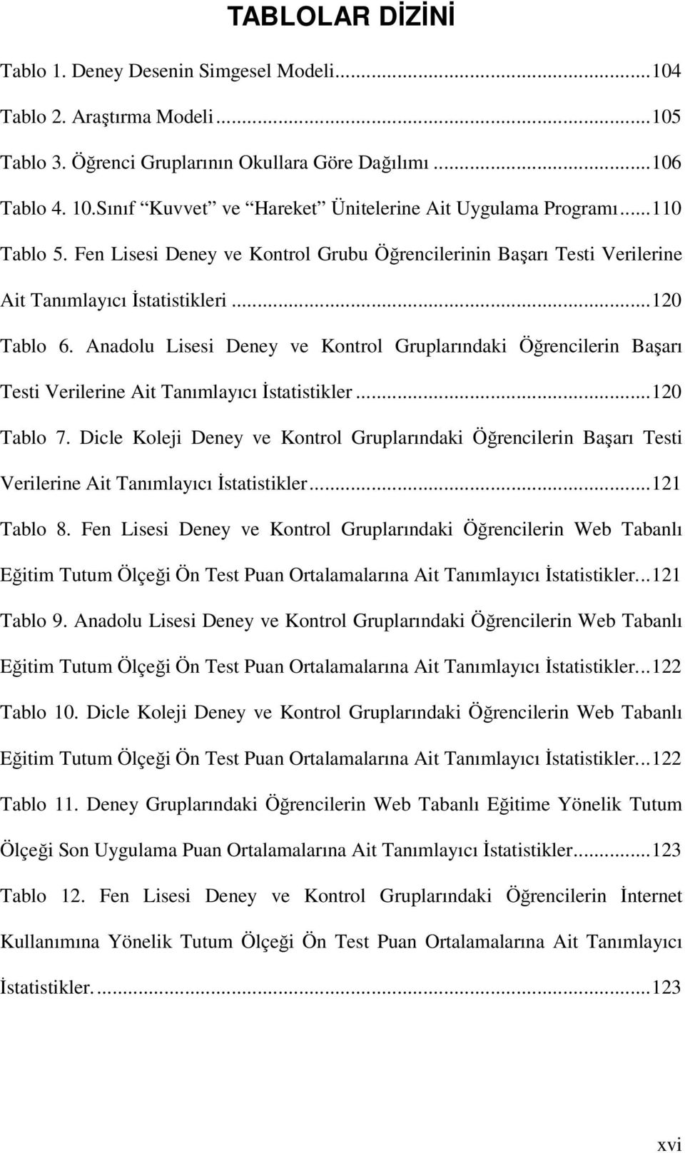 Anadolu Lisesi Deney ve Kontrol Gruplarındaki Öğrencilerin Başarı Testi Verilerine Ait Tanımlayıcı Đstatistikler...120 Tablo 7.