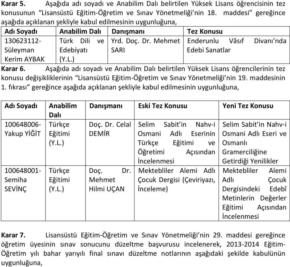 Mehmet Enderunlu Vâsıf Divanı nda Süleyman Edebiyatı SARI Edebi Sanatlar Kerim AYBAK (Y.L.) Karar 6.