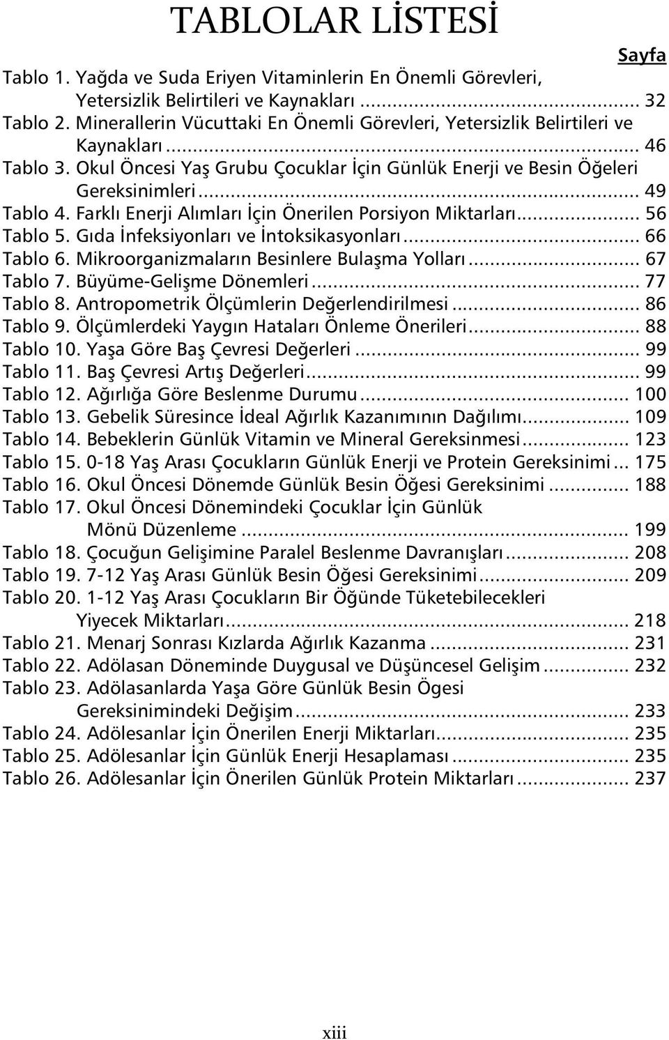 Farkl Enerji Al mlar çin Önerilen Porsiyon Miktarlar... 56 Tablo 5. G da nfeksiyonlar ve ntoksikasyonlar... 66 Tablo 6. Mikroorganizmalar n Besinlere Bula ma Yollar... 67 Tablo 7.