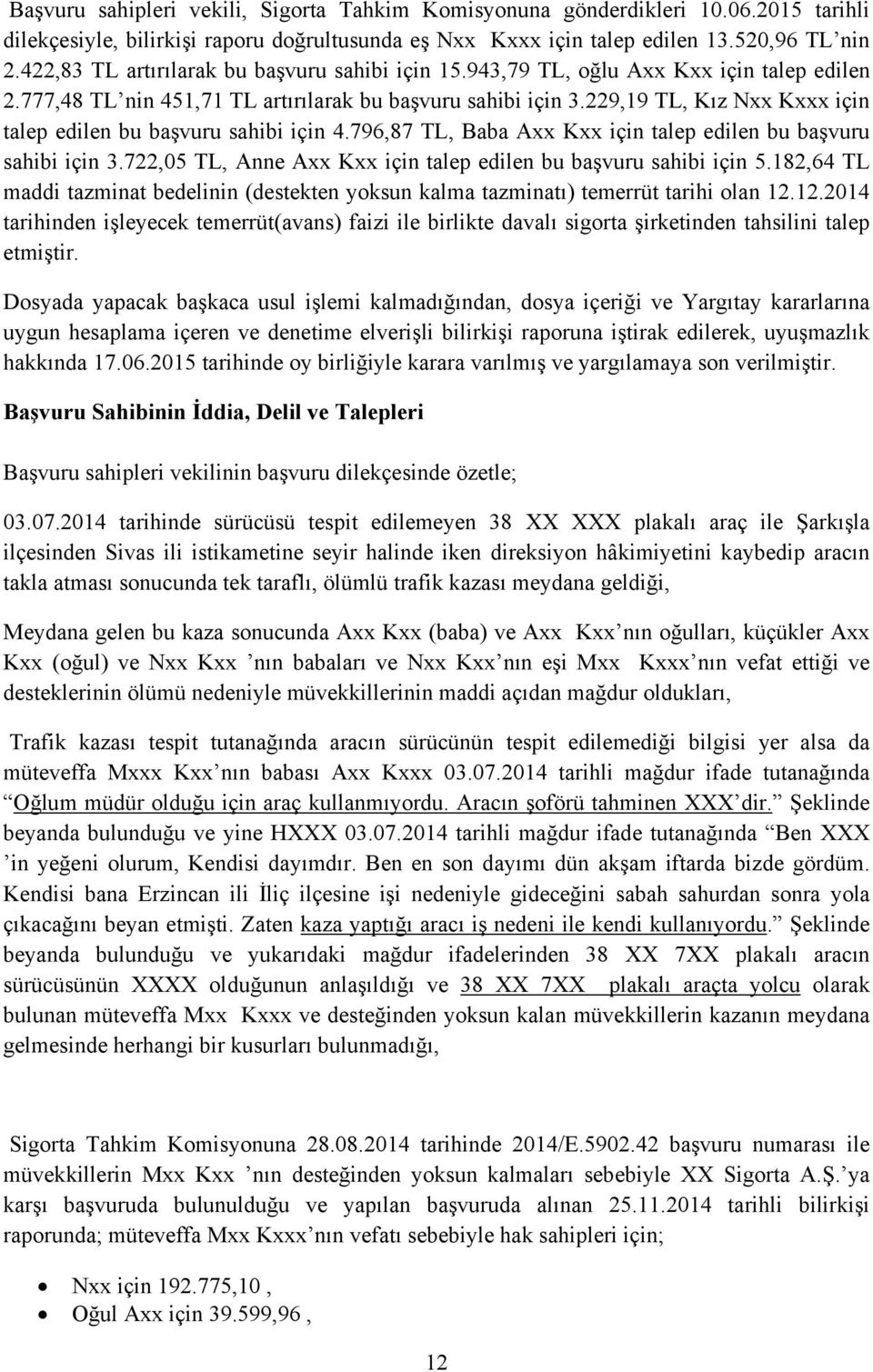 229,19 TL, Kız Nxx Kxxx için talep edilen bu başvuru sahibi için 4.796,87 TL, Baba Axx Kxx için talep edilen bu başvuru sahibi için 3.