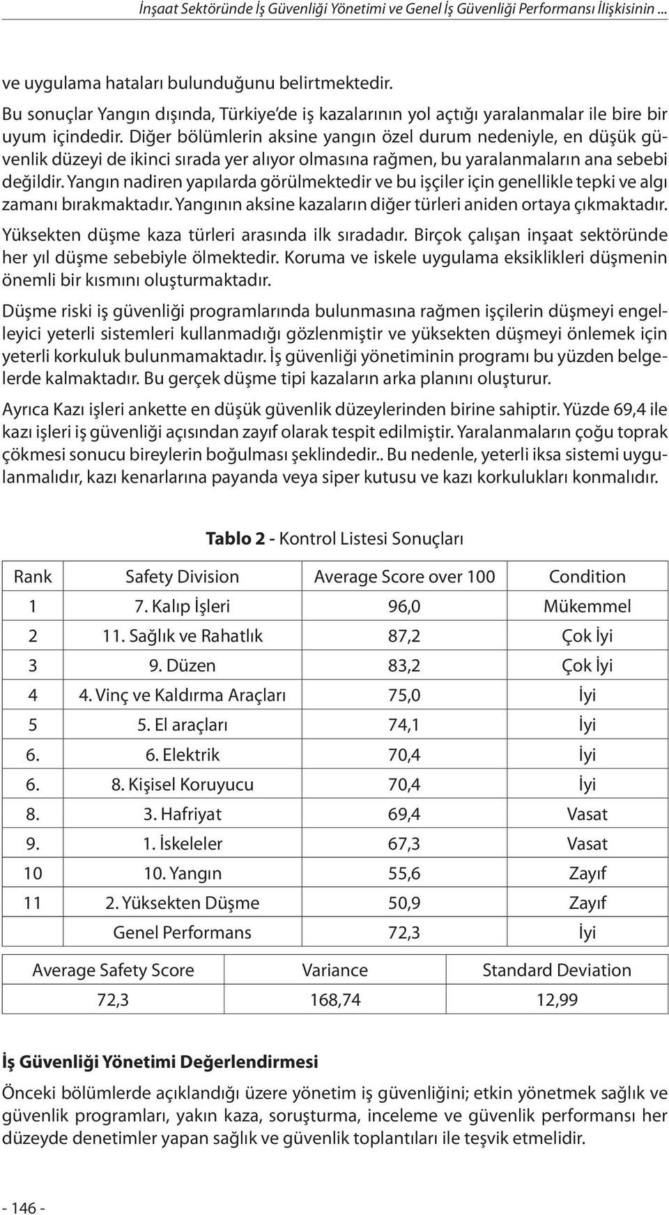 Diğer bölümlerin aksine yangın özel durum nedeniyle, en düşük güvenlik düzeyi de ikinci sırada yer alıyor olmasına rağmen, bu yaralanmaların ana sebebi değildir.