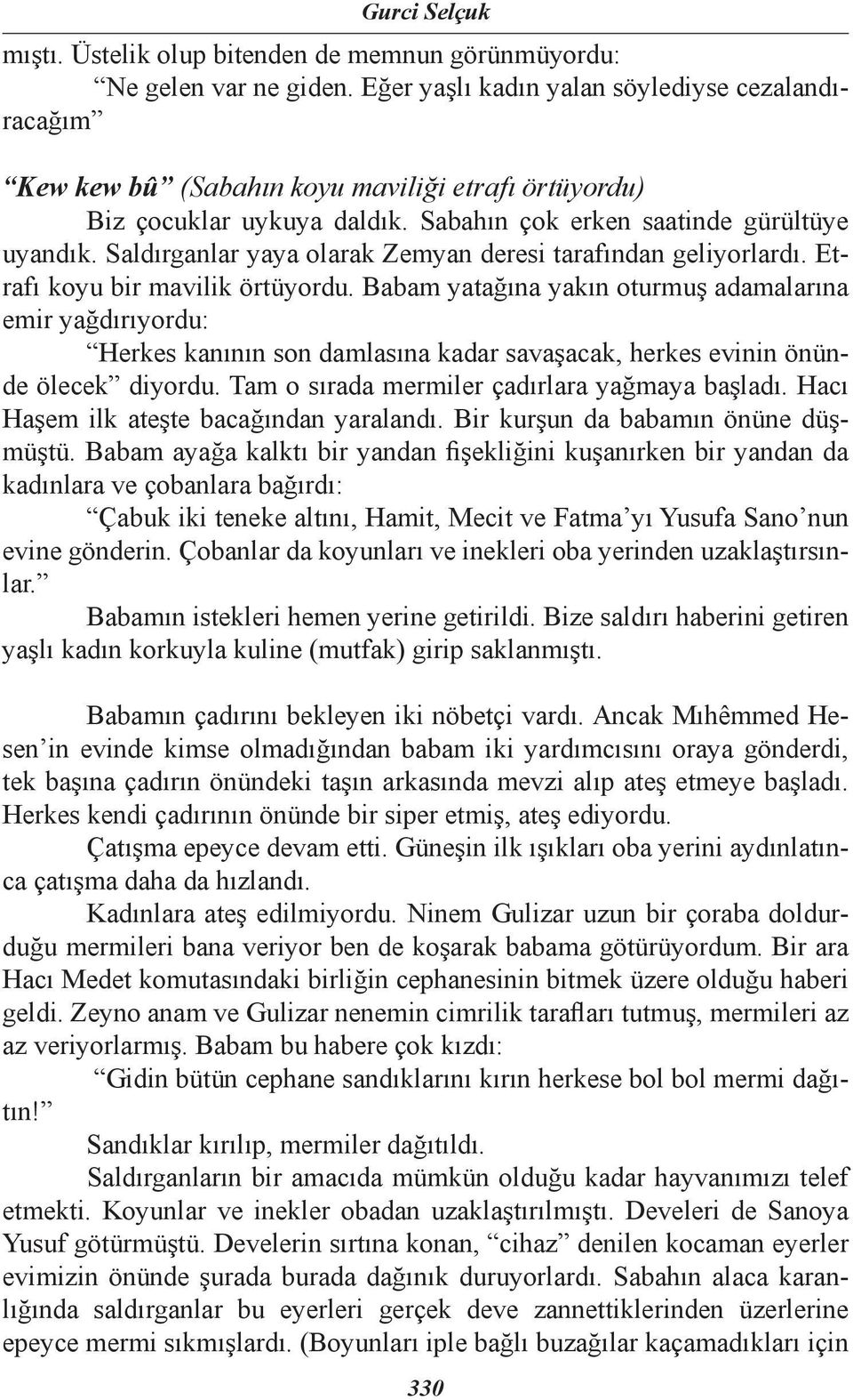 Saldırganlar yaya olarak Zemyan deresi tarafından geliyorlardı. Etrafı koyu bir mavilik örtüyordu.