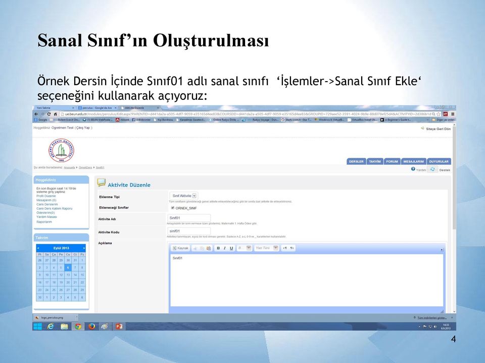 sanal sınıfı İşlemler->Sanal