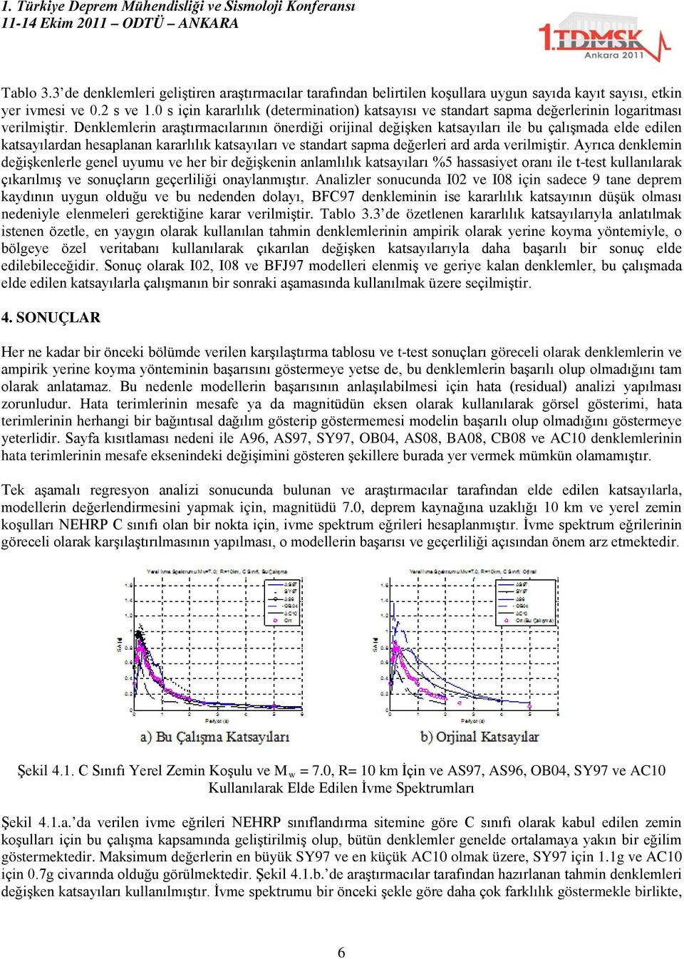 Denklemlerin araştırmacılarının önerdiği orijinal değişken katsayıları ile bu çalışmada elde edilen katsayılardan hesaplanan kararlılık katsayıları ve standart sapma değerleri ard arda verilmiştir.