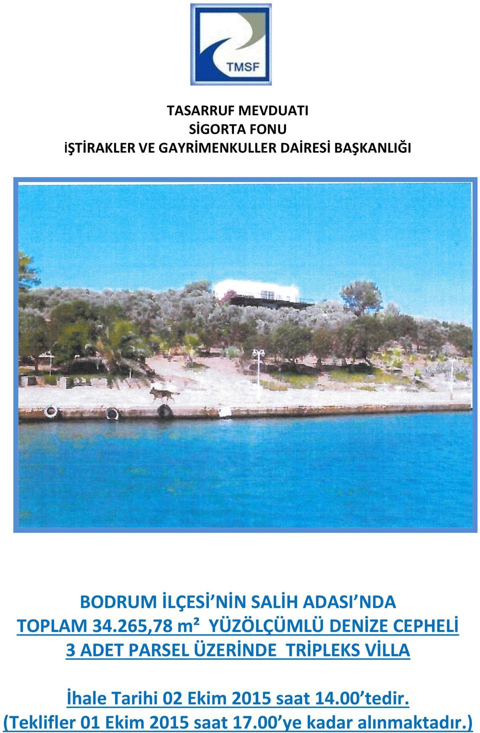 265,78 m² YÜZÖLÇÜMLÜ DENİZE CEPHELİ 3 ADET PARSEL ÜZERİNDE TRİPLEKS VİLLA