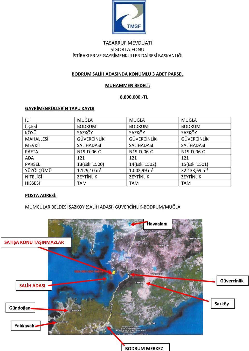 -TL İLİ MUĞLA MUĞLA MUĞLA İLÇESİ BODRUM BODRUM BODRUM KÖYÜ SAZKÖY SAZKÖY SAZKÖY MAHALLESİ GÜVERCİNLİK GÜVERCİNLİK GÜVERCİNLİK MEVKİİ SALİHADASI SALİHADASI SALİHADASI PAFTA