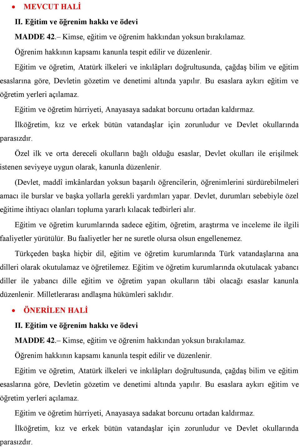 Bu esaslara aykırı eğitim ve öğretim yerleri açılamaz. Eğitim ve öğretim hürriyeti, Anayasaya sadakat borcunu ortadan kaldırmaz.