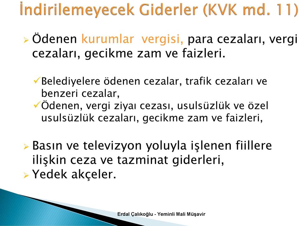 ziyaı cezası, usulsüzlük ve özel usulsüzlük cezaları, gecikme zam ve faizleri,