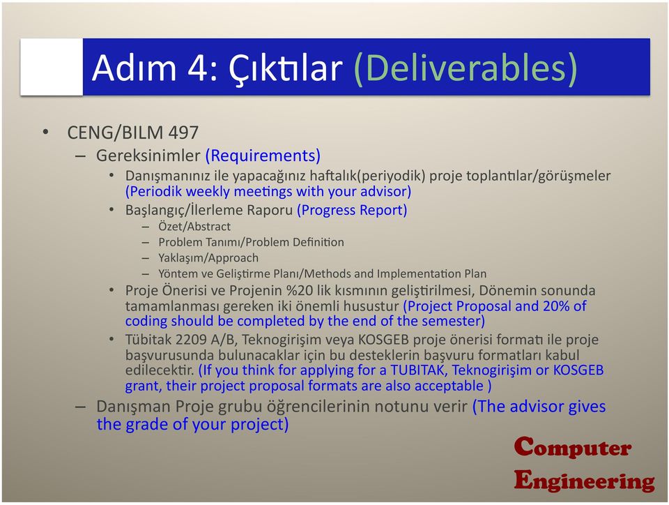 kısmının gelişjrilmesi, Dönemin sonunda tamamlanması gereken iki önemli husustur (Project Proposal and 20% of coding should be completed by the end of the semester) Tübitak 2209 A/B, Teknogirişim