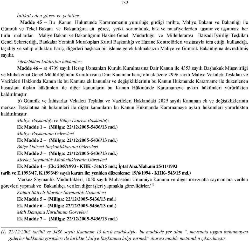 Bankalar Yeminli Murakıpları Kurul Başkanlığı ve Hazine Kontrolörleri vasıtasıyla icra ettiği, kullandığı, taşıdığı ve sahip oldukları hariç, diğerleri başkaca bir işleme gerek kalmaksızın Maliye ve