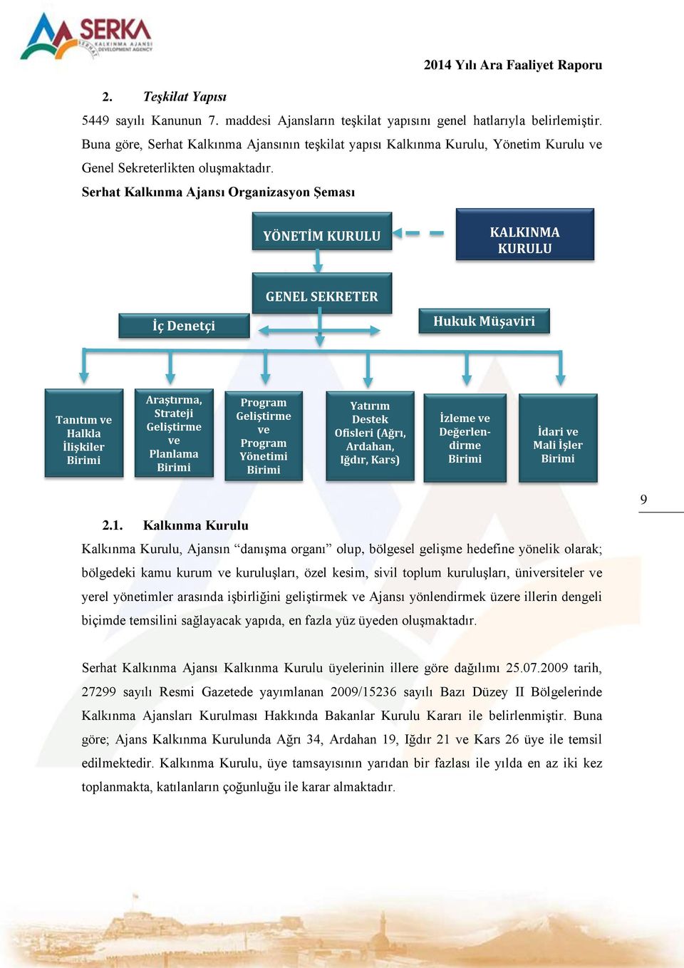 Serhat Kalkınma Ajansı Organizasyon Şeması YÖNETİM KURULU KALKINMA KURULU İç Denetçi GENEL SEKRETER Hukuk Müşaviri Tanıtım ve Halkla İlişkiler Birimi Araştırma, Strateji Geliştirme ve Planlama Birimi