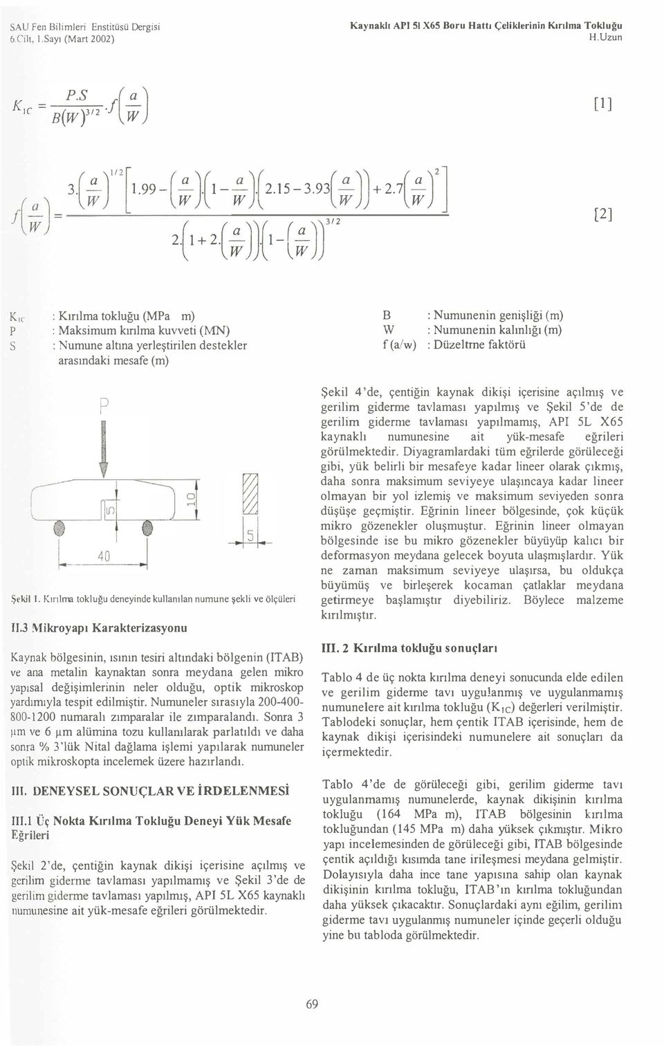 lma tokluğu deneynde kullanlan numune şekl ve ölçtler 3 Mkroyap Ka rakterasyonu Kaynak bölgesnn, snn tesr altndak bölgenn (IT AB) ve ana metaln kaynaktan sonra meydana gelen mkro yapsal değşmlernn