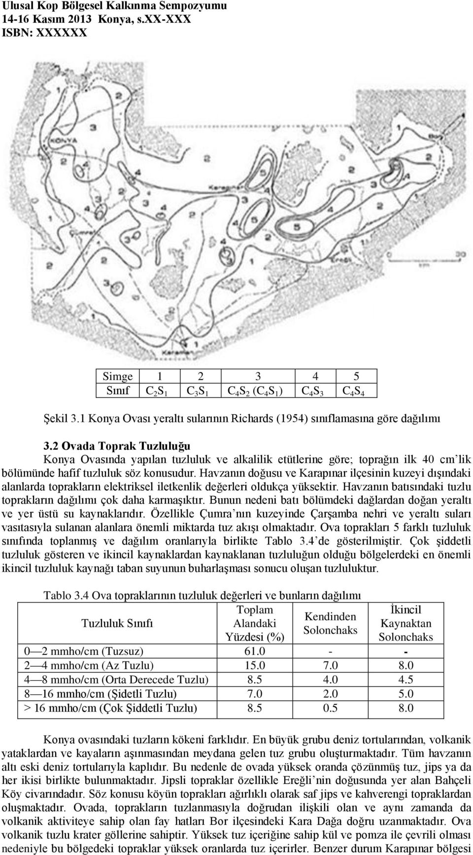 Havzanın doğusu ve Karapınar ilçesinin kuzeyi dışındaki alanlarda toprakların elektriksel iletkenlik değerleri oldukça yüksektir. Havzanın batısındaki tuzlu toprakların dağılımı çok daha karmaşıktır.