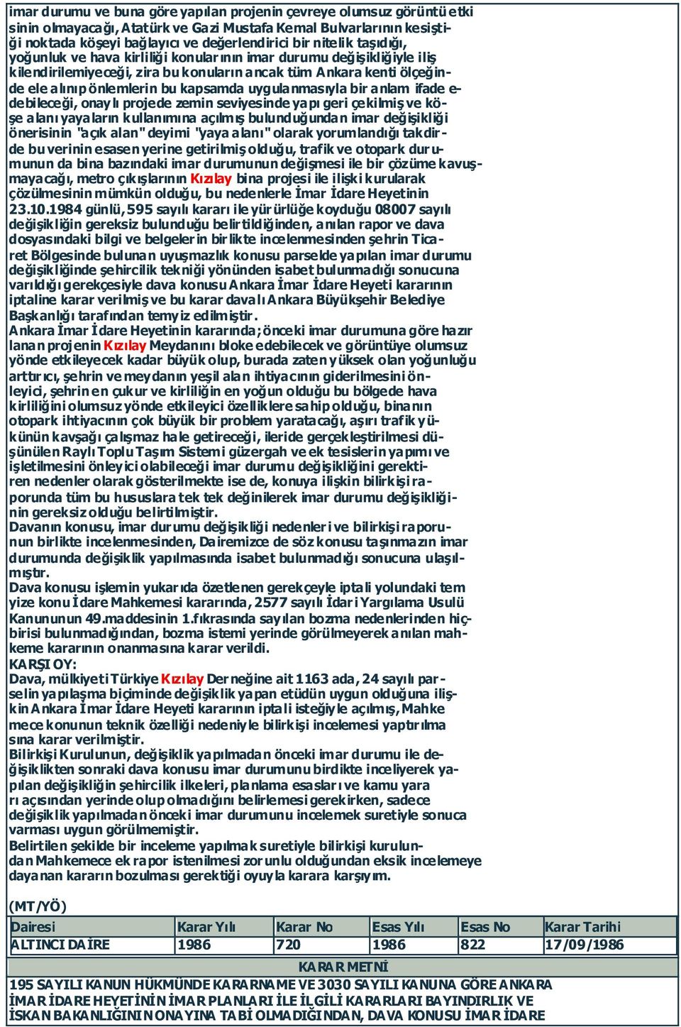 uygulanmasıyla bir anlam ifade e- debileceği, onaylı projede zemin seviyesinde yapı geri çekilmiş ve köşe alanı yayaların kullanımına açılmış bulunduğundan imar değişikliği önerisinin "açık alan"