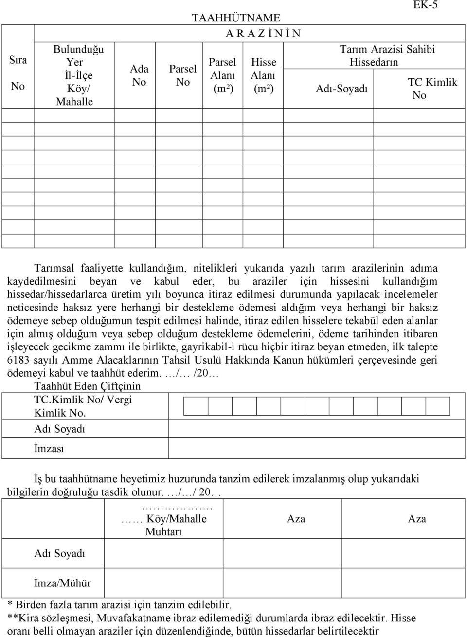 bir destekleme ödemesi aldığım veya herhangi bir haksız ödemeye sebep olduğumun tespit edilmesi halinde, itiraz edilen hisselere tekabül eden alanlar için almıģ olduğum veya sebep olduğum destekleme