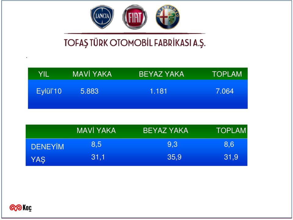 064 MAVİ YAKA BEYAZ YAKA TOPLAM