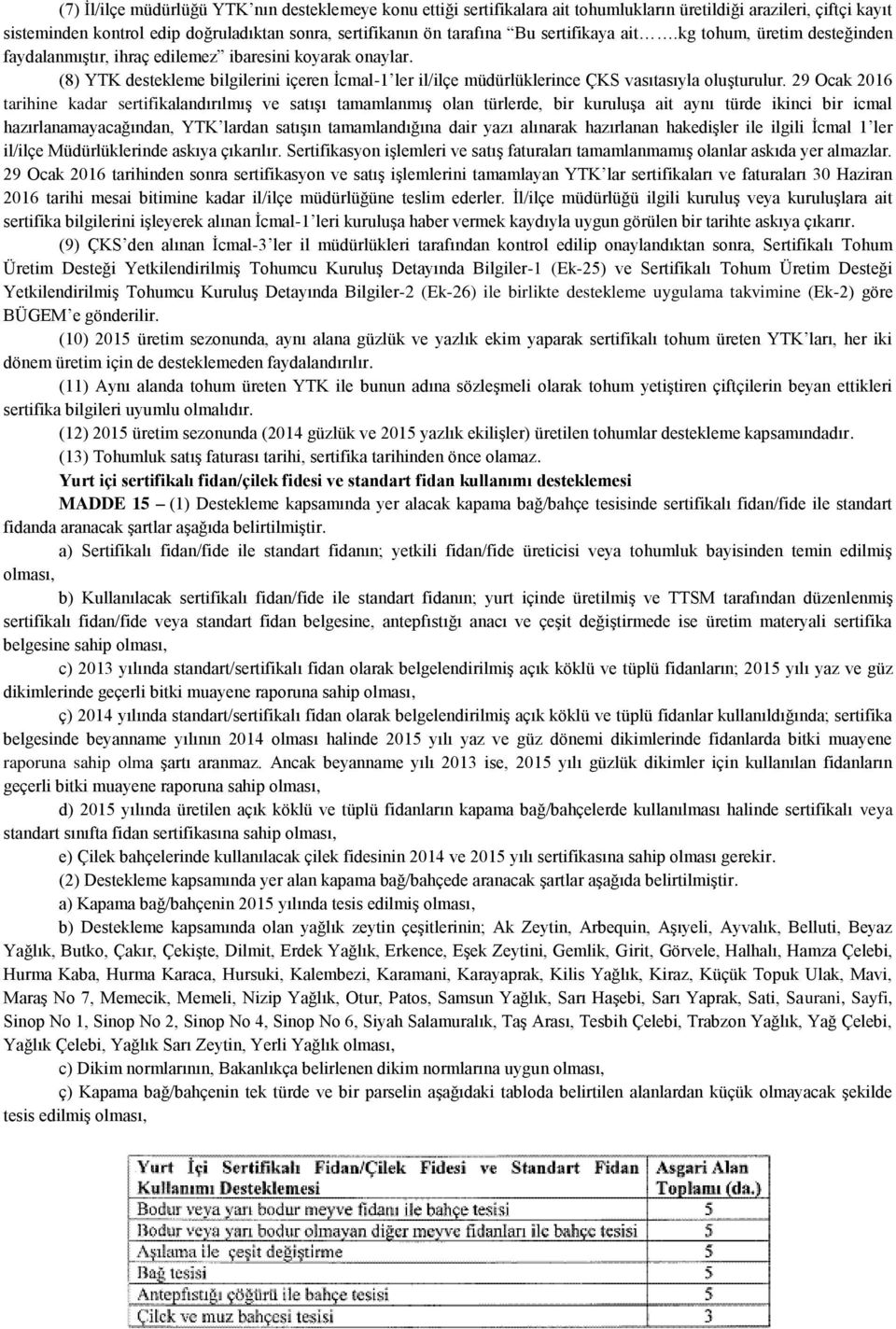 (8) YTK destekleme bilgilerini içeren İcmal-1 ler il/ilçe müdürlüklerince ÇKS vasıtasıyla oluşturulur.