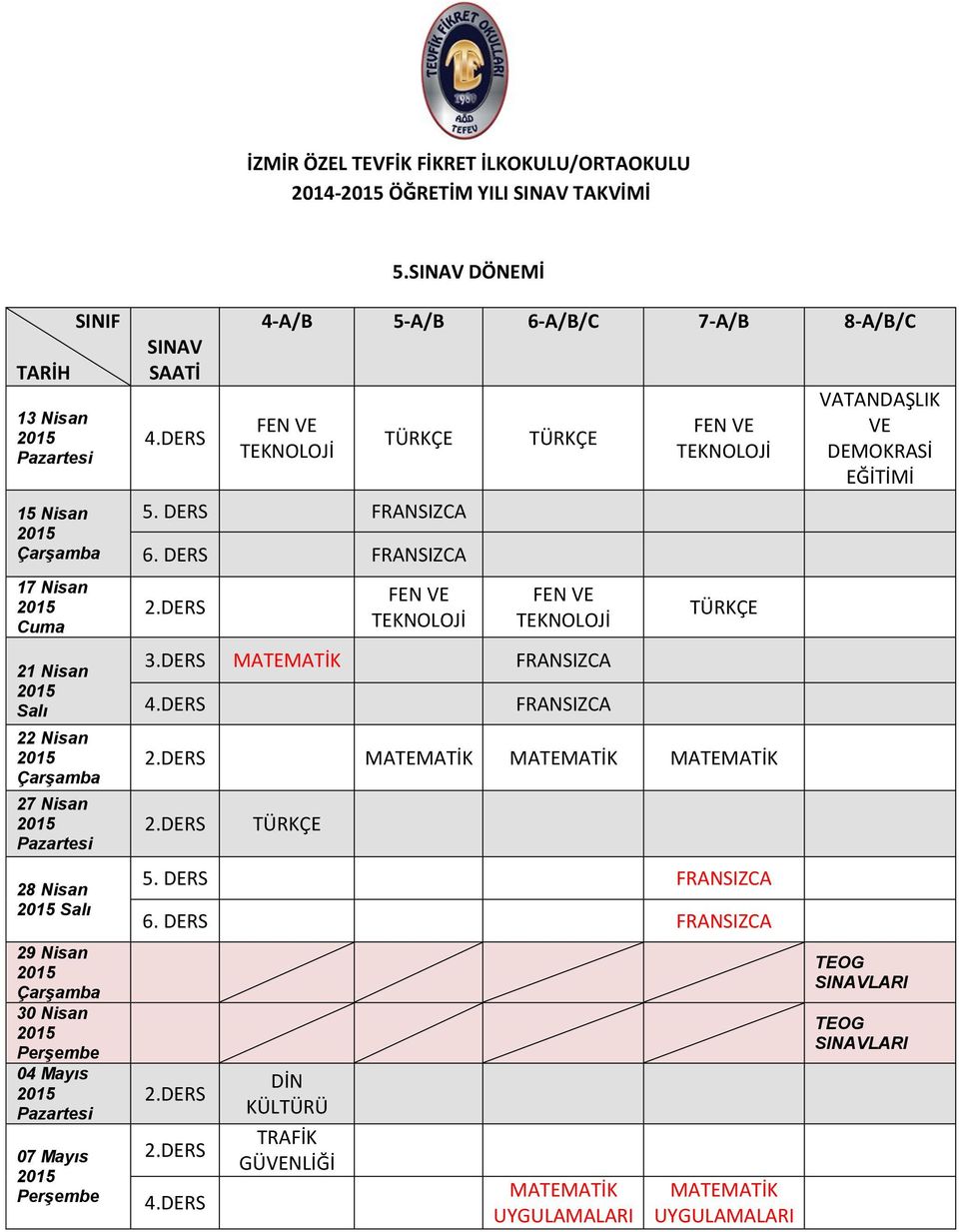 22 Nisan 27 Nisan 28 Nisan 29 Nisan 30 Nisan