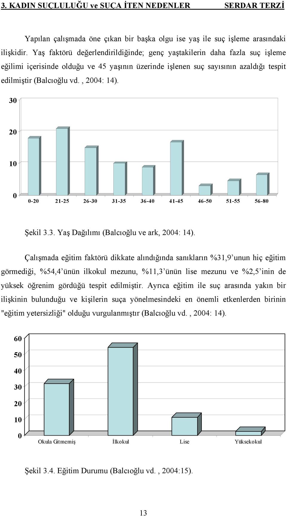 30 20 10 0 0-20 21-25 26-30 31-35 36-40 41-45 46-50 51-55 56-80 Şekil 3.3. Yaş Dağılımı (Balcıoğlu ve ark, 2004: 14).