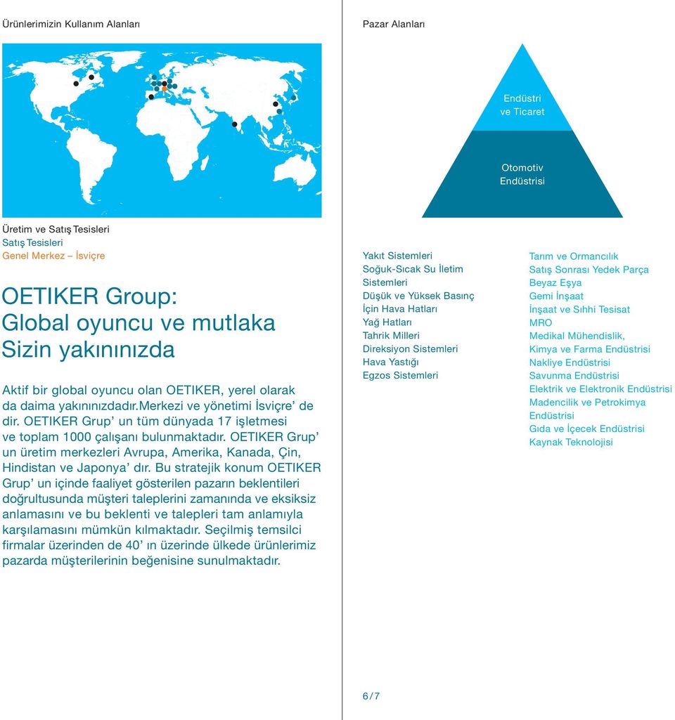 OETIKER Grup un tüm dünyada 17 işletmesi ve toplam 1000 çalışanı bulunmaktadır. OETIKER Grup un üretim merkezleri Avrupa, Amerika, Kanada, Çin, Hindistan ve Japonya dır.