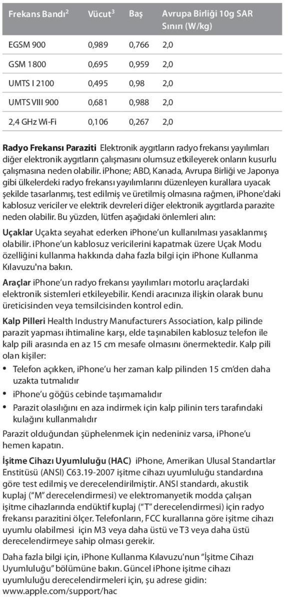 iphone; ABD, Kanada, Avrupa Birliği ve Japonya gibi ülkelerdeki radyo frekansı yayılımlarını düzenleyen kurallara uyacak şekilde tasarlanmış, test edilmiş ve üretilmiş olmasına rağmen, iphone'daki