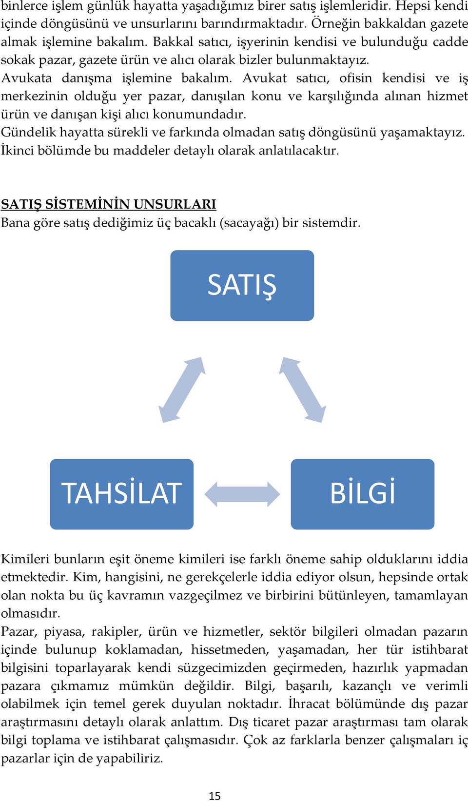 Avukat satıcı, ofisin kendisi ve iş merkezinin olduğu yer pazar, danışılan konu ve karşılığında alınan hizmet ürün ve danışan kişi alıcı konumundadır.