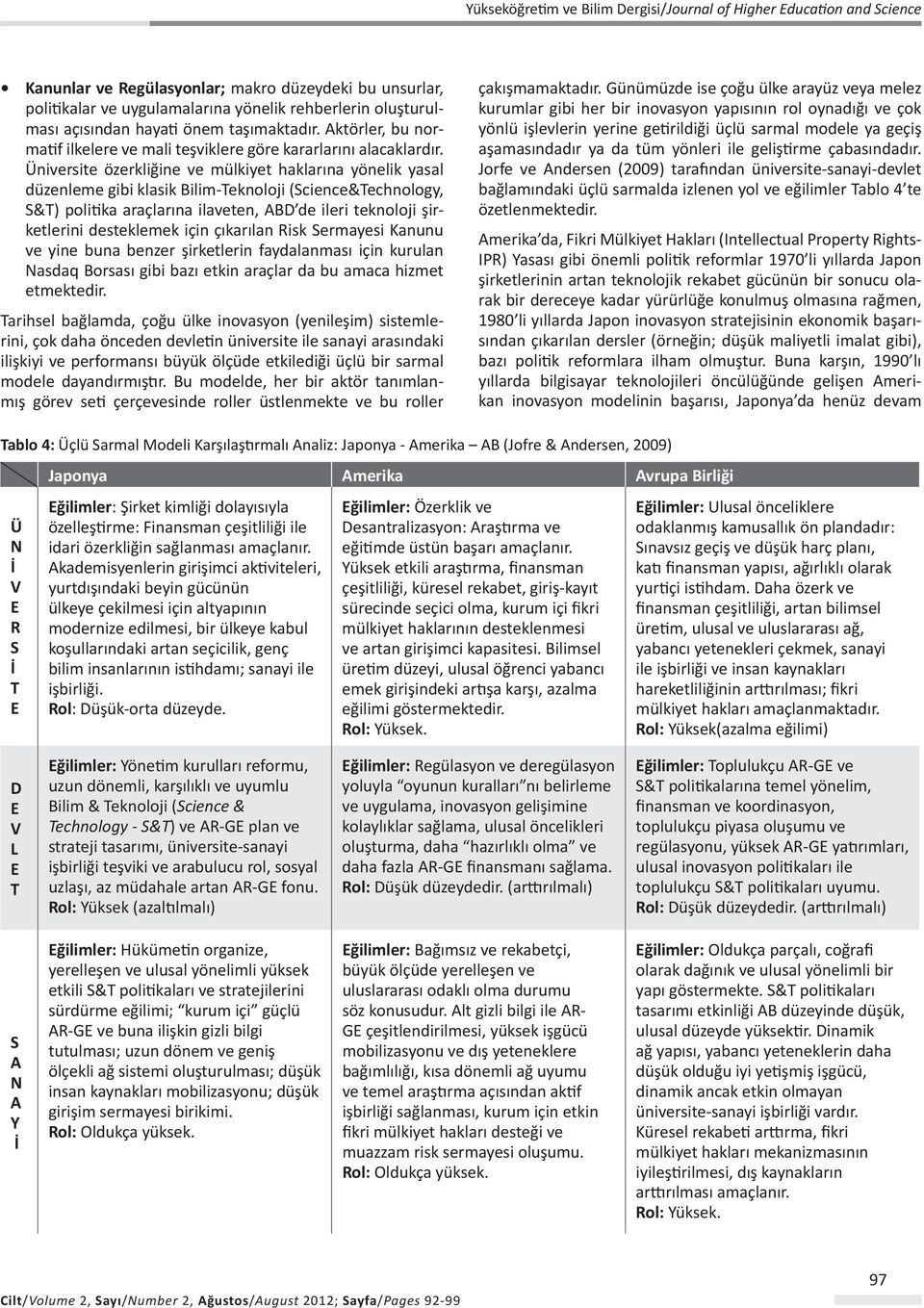 Üniversite özerkliğine ve mülkiyet haklarına yönelik yasal düzenleme gibi klasik Bilim-Teknoloji (Science&Technology, S&T) politika araçlarına ilaveten, ABD de ileri teknoloji şirketlerini