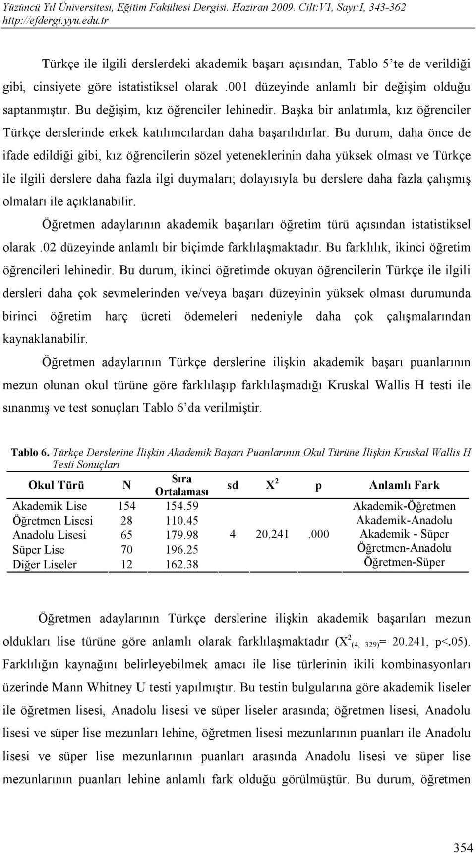 Bu durum, daha önce de ifade edildiği gibi, kız öğrencilerin sözel yeteneklerinin daha yüksek olması ve Türkçe ile ilgili derslere daha fazla ilgi duymaları; dolayısıyla bu derslere daha fazla