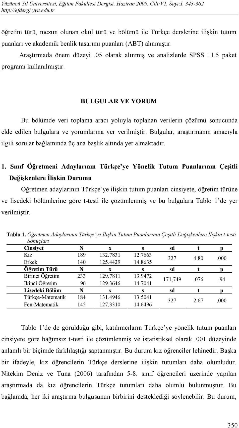 BULGULAR VE YORUM Bu bölümde veri toplama aracı yoluyla toplanan verilerin çözümü sonucunda elde edilen bulgulara ve yorumlarına yer verilmiştir.