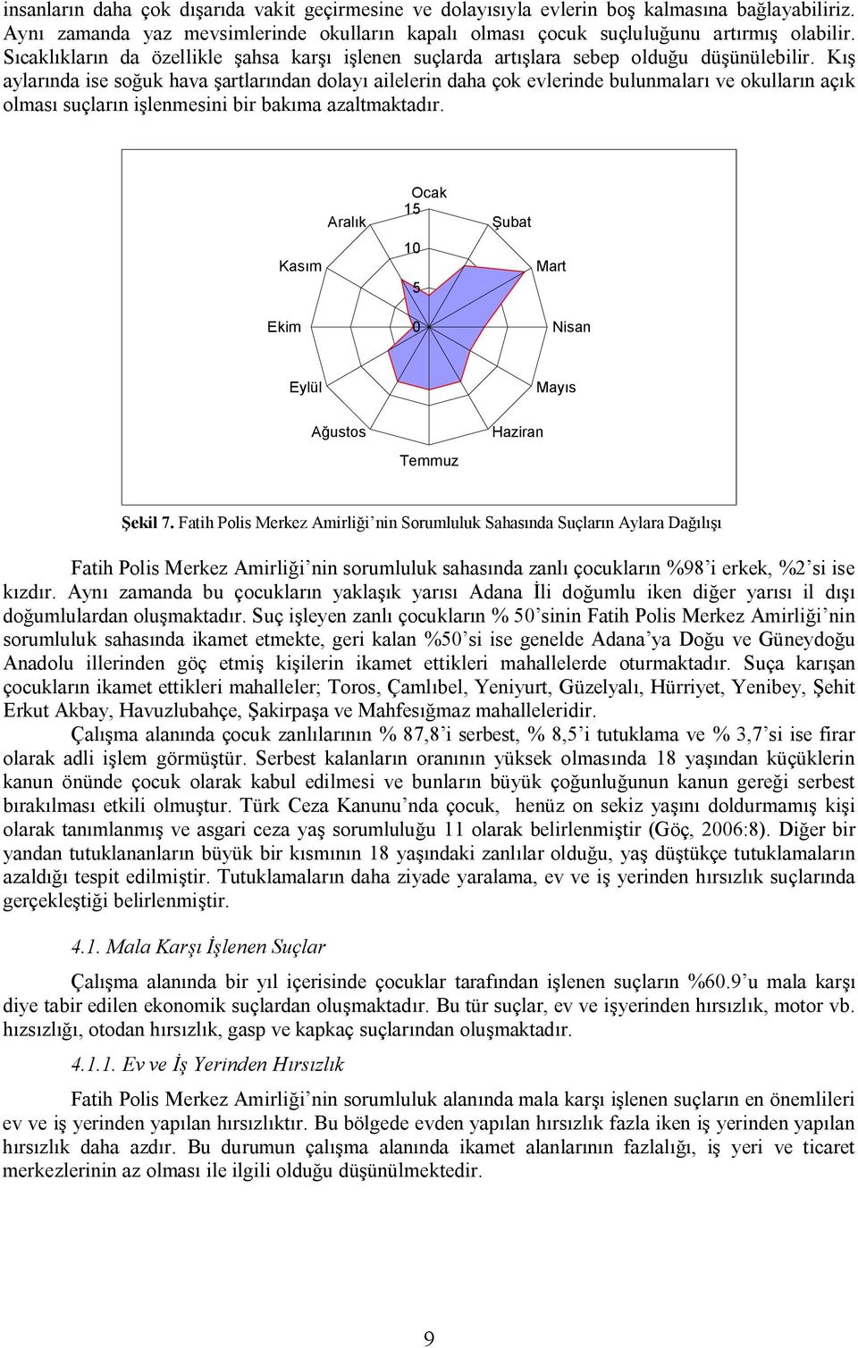 Kış aylarında ise soğuk hava şartlarından dolayı ailelerin daha çok evlerinde bulunmaları ve okulların açık olması suçların işlenmesini bir bakıma azaltmaktadır.