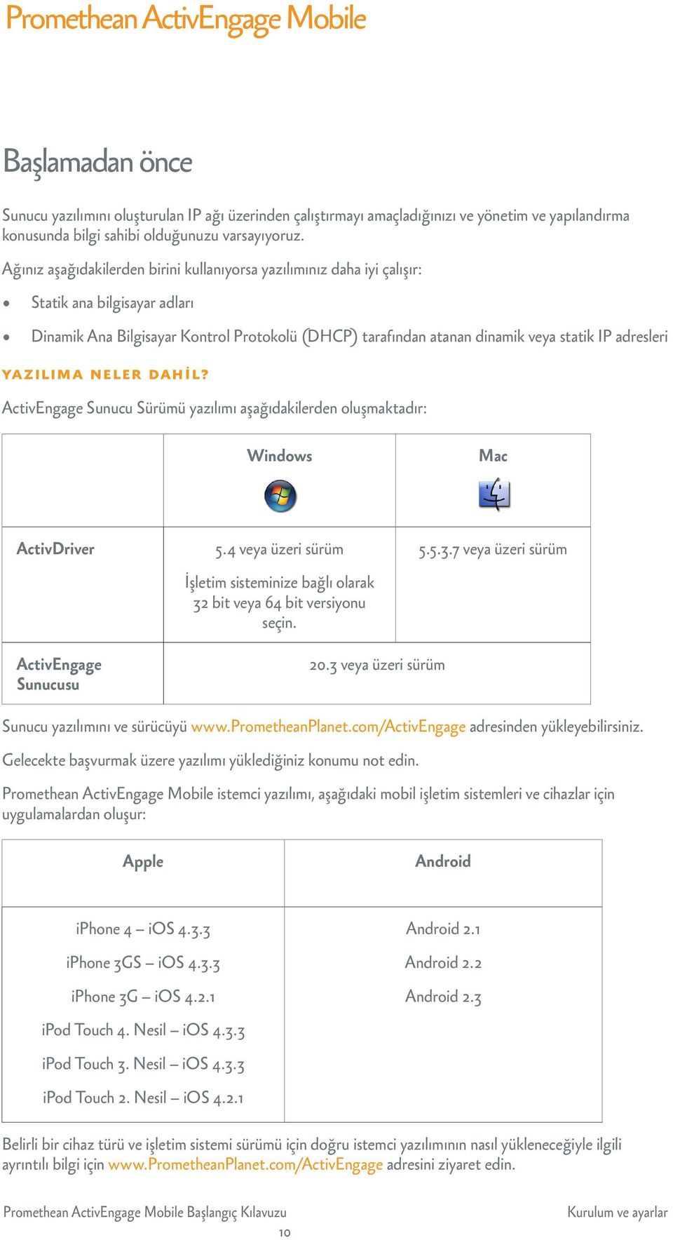 adresleri yazilima neler dahil? ActivEngage Sunucu Sürümü yazılımı aşağıdakilerden oluşmaktadır: Windows Mac ActivDriver 5.