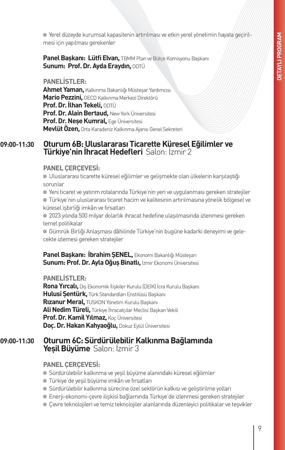 Dr. Neşe Kumral, Ege Üniversitesi Mevlüt Özen, Orta Karadeniz Kalkınma Ajansı Genel Sekreteri 09:00-11:30 Oturum 6B: Uluslararası Ticarette Küresel Eğilimler ve Türkiye nin İhracat Hedefleri Salon: