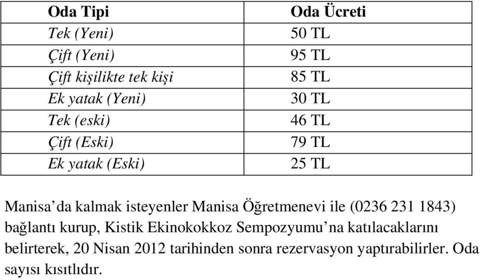 Manisa Öğretmenevi ile (0236 231 1843) bağlantı kurup, Kistik Ekinokokkoz Sempozyumu na